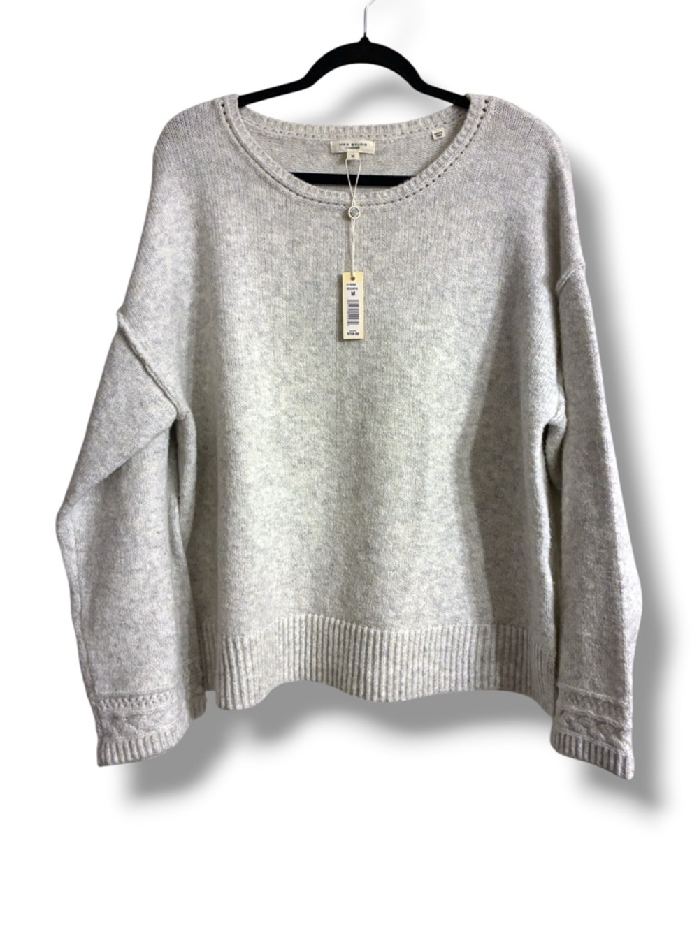 🩶 Max Studio London Soft Knit Sweater Wool Blend Side Slit Cozy Gray M NWT